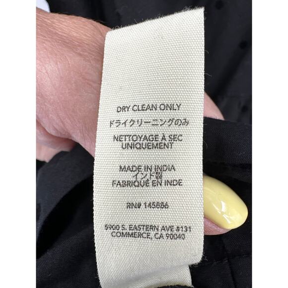 THE GREAT. The Portrait Tulle Flocked Cotton Voile Smocked Blouse Black Medium - Picture 9 of 10